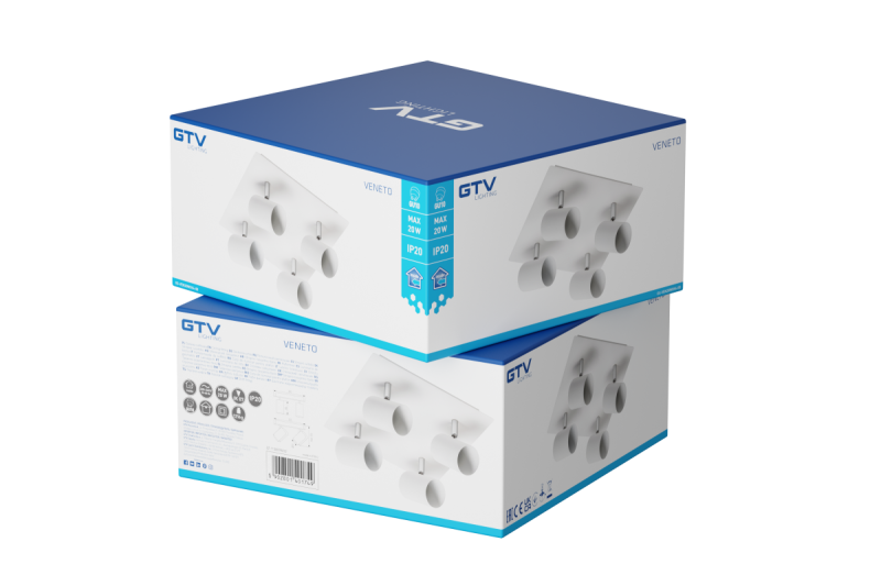 Decor Таванна лампа VENETO IP20 макс. 20W 4 x GU10 кръгла/квадратна бяла. 1208964045