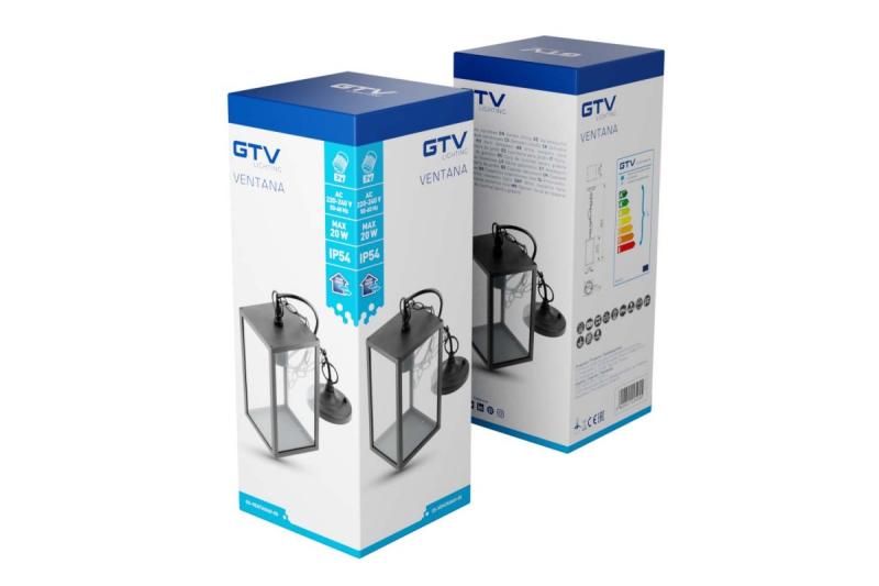 Decor Градинско осветително тяло, закачено VENTANA-H E27 MAX.20W IP54 AC220-240V 50-60Hz черно. 1208964047