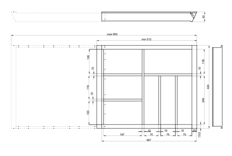 Декор Кътле Прибори за Кухня Регулируема Вложка за Шкафове 600-1000 мм 1208966291