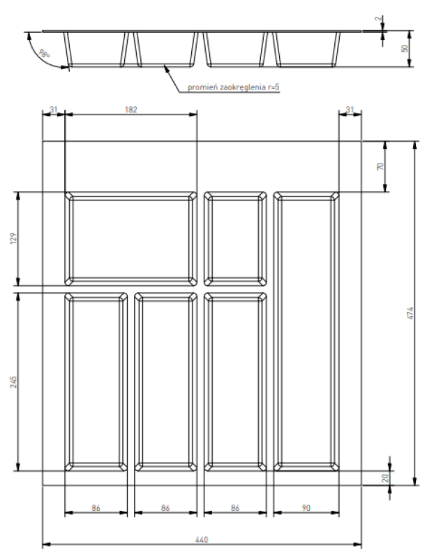 Декор Кътле Поставки за прибори Вложка за кухненско чекмедже 500 Бяло 1208966375
