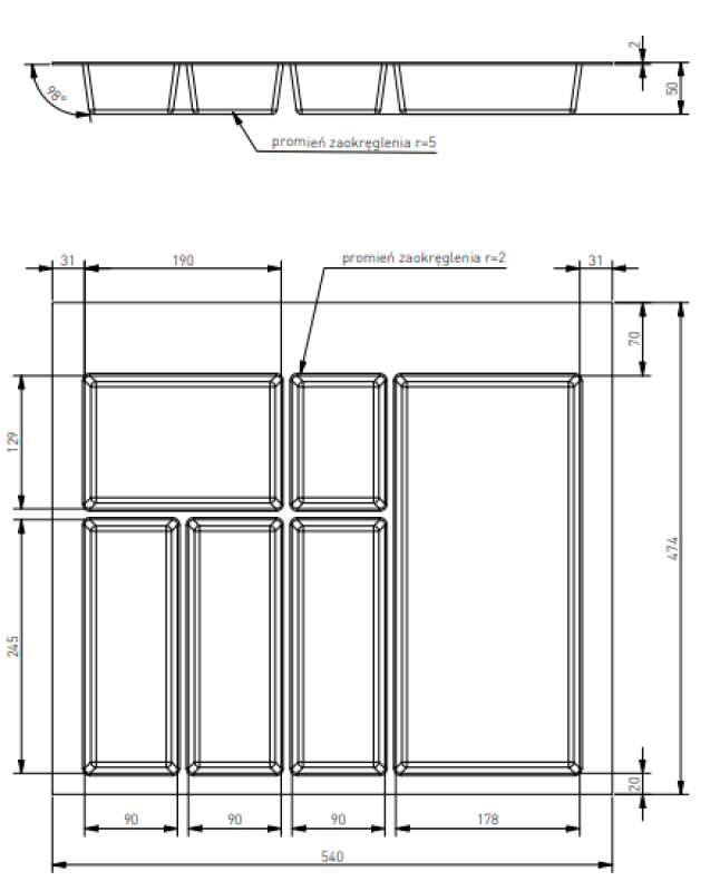 Декор Кътъл Тава за Прибори Поставяне за Кухненско Чекмедже 600 Бял 1208966377