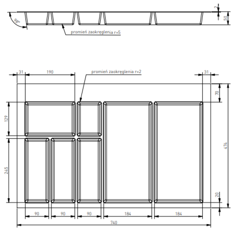 Декор Cutle Вложка за кухненско чекмедже 800 Axispace Бял 1208966379