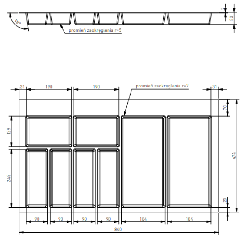Декор Cutle Поставки за прибори Вложка за кухненско чекмедже 900 Бял 1208966381