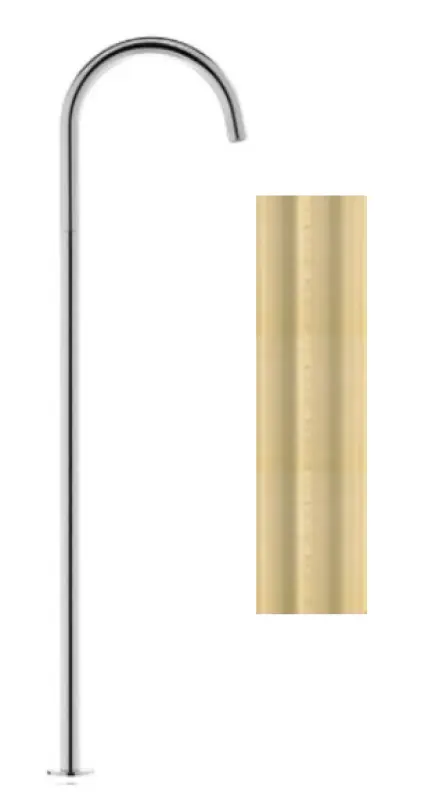 Водна революция Flow стоящ смесител за умивалник с PVD чучур, изчистено светло злато T1677WGE