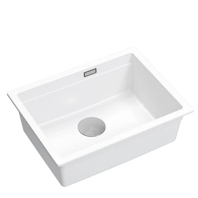 Quadri Newport II Бяла гранитна мивка,монтаж под плота, 560x450 мм 1208966922