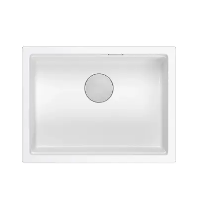 Quadri Newport II Бяла гранитна мивка,монтаж под плота, 560x450 мм 1208966922