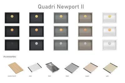 Quadri Newport II Бяла гранитна мивка,монтаж под плота, 560x450 мм 1208966922