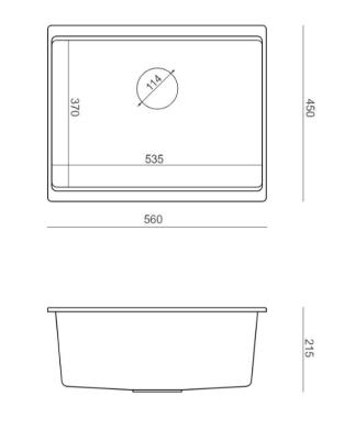 Quadri Newport II Черна гранитна мивка 560x450мм, монтаж под плота, вкл. черен капак за отвора 1208966924