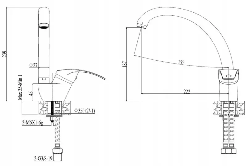 Quadri Комплект кухненски смесител в бяло с вграден диспенсър за сапун и регулируема кошница в бяло 1208966928