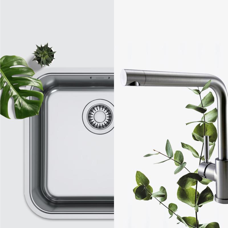 Комбиниран комплект Franke мивка - Pure.sink кухненски чешмич - кухненски сифон