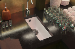 GraniteMy Универсална бяла мивка от гранит 17x40 cm, бяла, монтаж под, над и на нивото на плота, иноксова цедка 1208966953