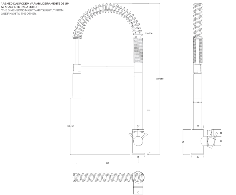 Waterevolution Flow Полупрофесионален кухненски смесител от месинг с колона и пружина T157LE