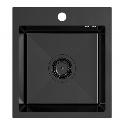 Quadri Dixton 40 Черна иноксова мивка с nano pvd 400x450 mm с отвор за смесител, монтаж отгоре 1208967080