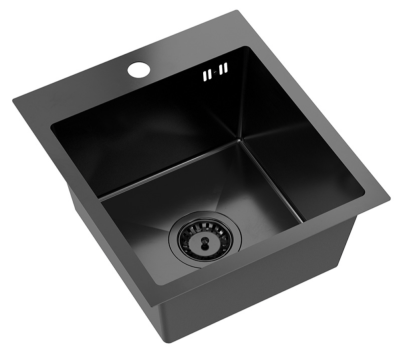 Quadri Dixton 40 Черна иноксова мивка с nano pvd 400x450 mm с отвор за смесител, монтаж отгоре 1208967080
