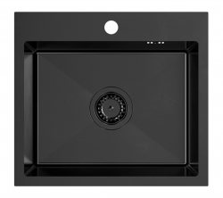 Quadri Dixton 50 Черна Nano PVD Иноксова мивка 500x450 mm с отвор за смесител, за монтаж над плота 1208967082