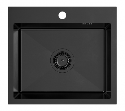 Quadri Dixton 50 Черна Nano PVD Иноксова мивка 500x450 mm с отвор за смесител, за монтаж над плота 1208967082