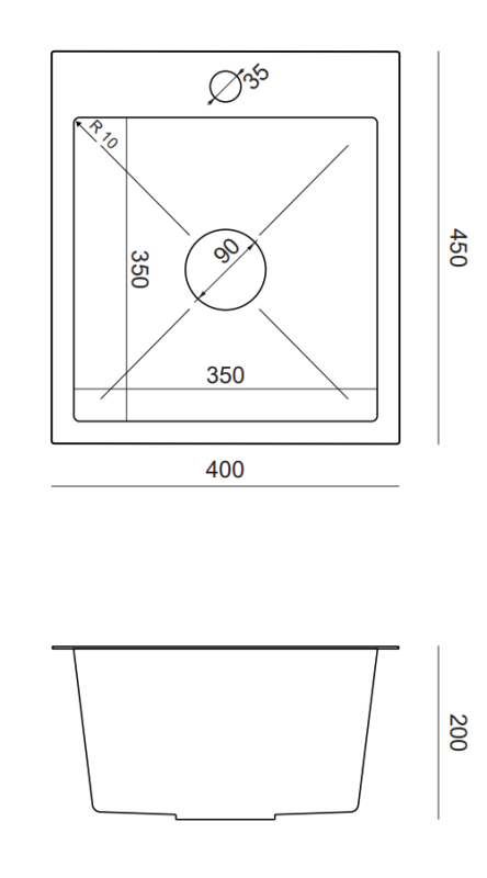 Quadri Dixton 40 Комплект иноксова мивка 400x450 мм с отвор за кран, за монтаж отгоре и кухненски смесител Quadri Coventry от неръждаема стомана