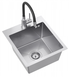 Quadri Dixton 40 Комплект иноксова мивка 400x450 mm с отвор за кран, за монтаж отгоре и кухненски кран Quadri Bristol от неръждаема стомана