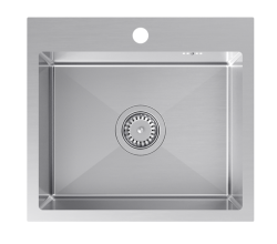 Quadri Dixton 50 Комплект иноксова мивка 500x450 mm с отвор за кран, монтаж отгоре и кухненски кран Coventry от неръждаема стомана
