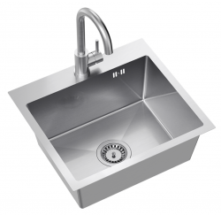 Quadri Dixton 50 Комплект иноксова мивка 500x450 mm с отвор за кран, монтаж отгоре и кухненски кран Coventry от неръждаема стомана