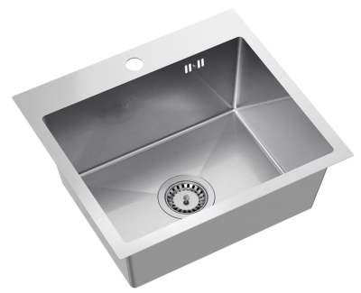 Quadri Dixton 50 Комплект иноксова мивка 500x450 mm с отвор за кран, монтаж отгоре и кухненски кран Coventry от неръждаема стомана
