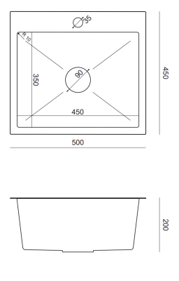 Quadri Dixton 50 Комплект иноксова мивка 500x450 mm с отвор за кран, монтаж отгоре и кухненски кран Coventry от неръждаема стомана