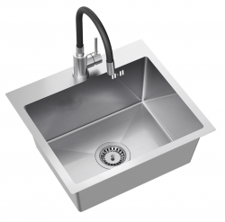 Quadri Dixton 50 Комплект иноксова мивка 500x450 mm с отвор за смесител,монтаж отгоре и кухненски смесител Bristol от неръждаема стомана
