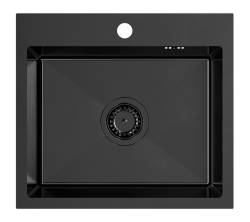 Quadri Dixton 50 Комплект черна иноксова мивка Nano PVD 500x450 mm с отвор за смесител,монтаж отгоре и черен смесител Coventry