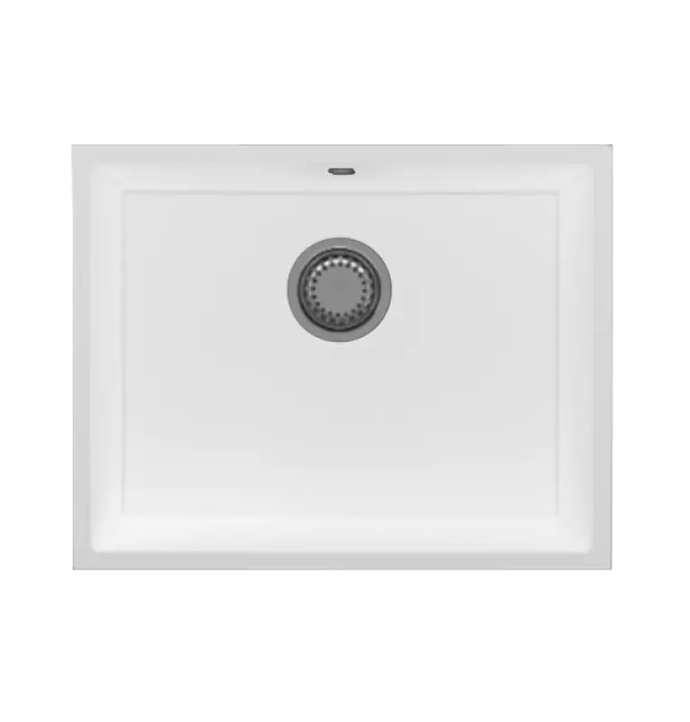 Гранитна мивка GraniteMy Universal, бяла, 55x40 см, бял, за вграждане, подмонтирване и нивелиране, с неръждаема тапа 1208967109