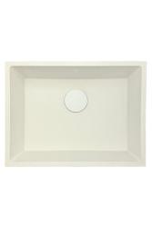 GraniteMy Universele granieten witte spoelbak 55x40 см, бял, подходящ за монтаж върху плот, под плот и наравно с плота, с бял сифон 1208967153