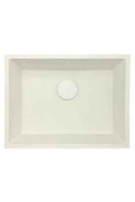 GraniteMy Universele granieten witte spoelbak 55x40 см, бял, подходящ за монтаж върху плот, под плот и наравно с плота, с бял сифон 1208967153