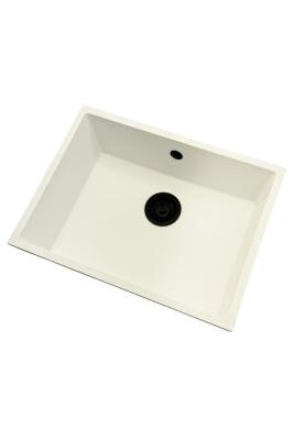GraniteMy Universal гранитна бяла мивка 55x40 см бяла за вграждане, под вграждане и наравно вграждане с черен тап 1208967154