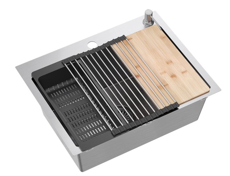 Quadri Dixton 60 Иноксова мивка 580x450 мм с отвор за смесител и аксесоари 1208967194