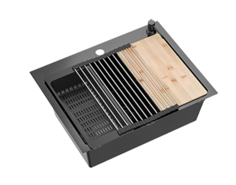 Quadri Dixton 60 black PVD Nano Иноксова мивка 580x450 mm с отвор за смесител и аксесоари 1208967195