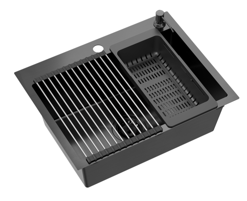 Quadri Dixton 60 black PVD Nano Иноксова мивка 580x450 mm с отвор за смесител и аксесоари 1208967195