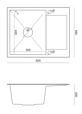 Quadri Dixton 80 black PVD Nano Иноксова мивка 600x480 мм с обратим отцедник 1208967197