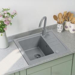 Quadri Sligo 60 Комплект мивка от сив гранит 55x44 cm с отцедник, вкл. смесител 1208967200
