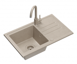 Quadri Sligo 70 Комплект бежова гранитна мивка 70x44 cm с отцедник и смесител 1208967202