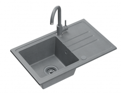 Quadri Sligo 70 Комплект мивка от сив гранит 70x44 cm с отцедник и смесител 1208967203
