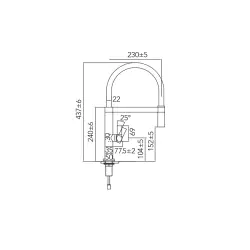 CARESSI Black Line кухненски смесител, неръждаема стомана, черен CA1112BK ECO 1208967206