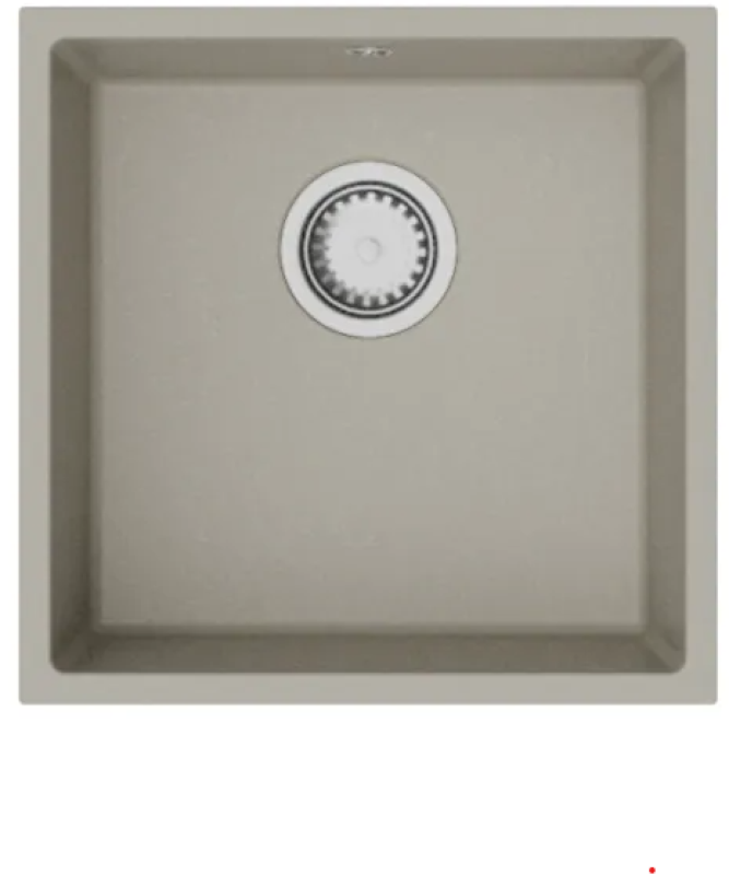 GraniteMy Universal Гранитна мивка 40x40 cm, пясъчно бежово, монтаж под, над и на нивото на плота, с иноксова цедка 1208967208