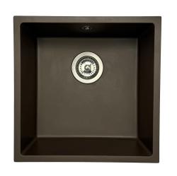 GraniteMy Universal Гранитна мивка в цвят кафе 40x40 cm, монтаж под, над и на нивото на плота, с иноксова цедка 1208967212