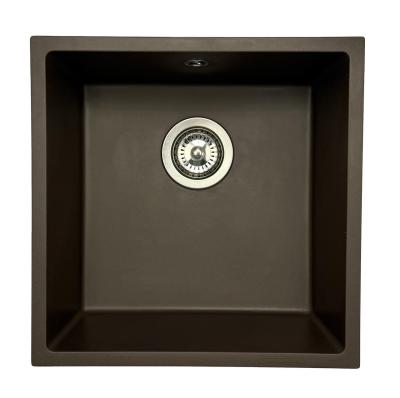 GraniteMy Universal Гранитна мивка в цвят кафе 40x40 cm, монтаж под, над и на нивото на плота, с иноксова цедка 1208967212