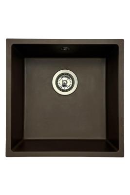 GraniteMy Universal Гранитна мивка в цвят кафе 40x40 cm, монтаж под, над и на нивото на плота, с иноксова цедка 1208967212
