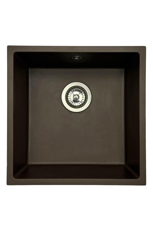GraniteMy Universal Гранитна мивка в цвят кафе 40x40 cm, монтаж под, над и на нивото на плота, с иноксова цедка 1208967212