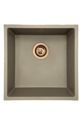 GraniteMy Universal Гранитна мивка в сиво 40x40 cm, монтаж под, над и на нивото на плота, с медна цедка 1208967214