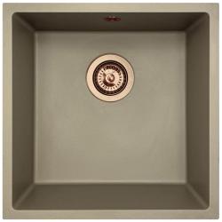 GraniteMy Universal Гранитна мивка в сиво 40x40 cm, монтаж под, над и на нивото на плота, с медна цедка 1208967214