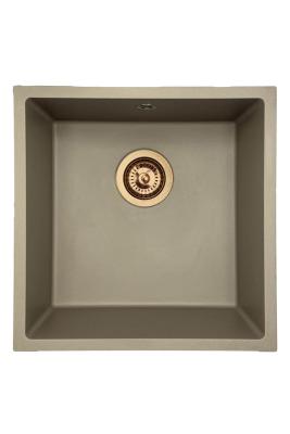 GraniteMy Universal Гранитна мивка в сиво 40x40 cm, монтаж под, над и на нивото на плота, с медна цедка 1208967214