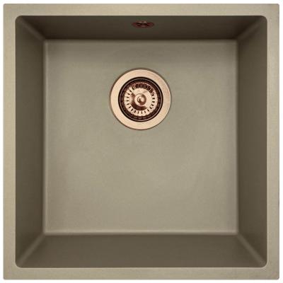 GraniteMy Universal Гранитна мивка в сиво 40x40 cm, монтаж под, над и на нивото на плота, с медна цедка 1208967214