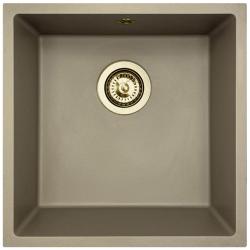 GraniteMy Universal Гранитна мивка в сиво 40x40 cm, монтаж под, над и на нивото на плота, със златиста цедка 1208967215